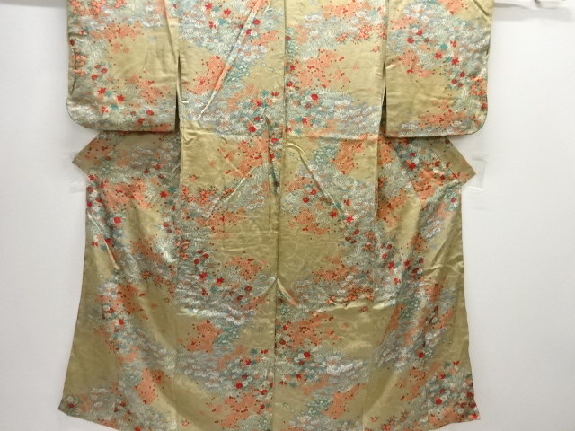 アンティーク　紋錦紗　草花模様着物